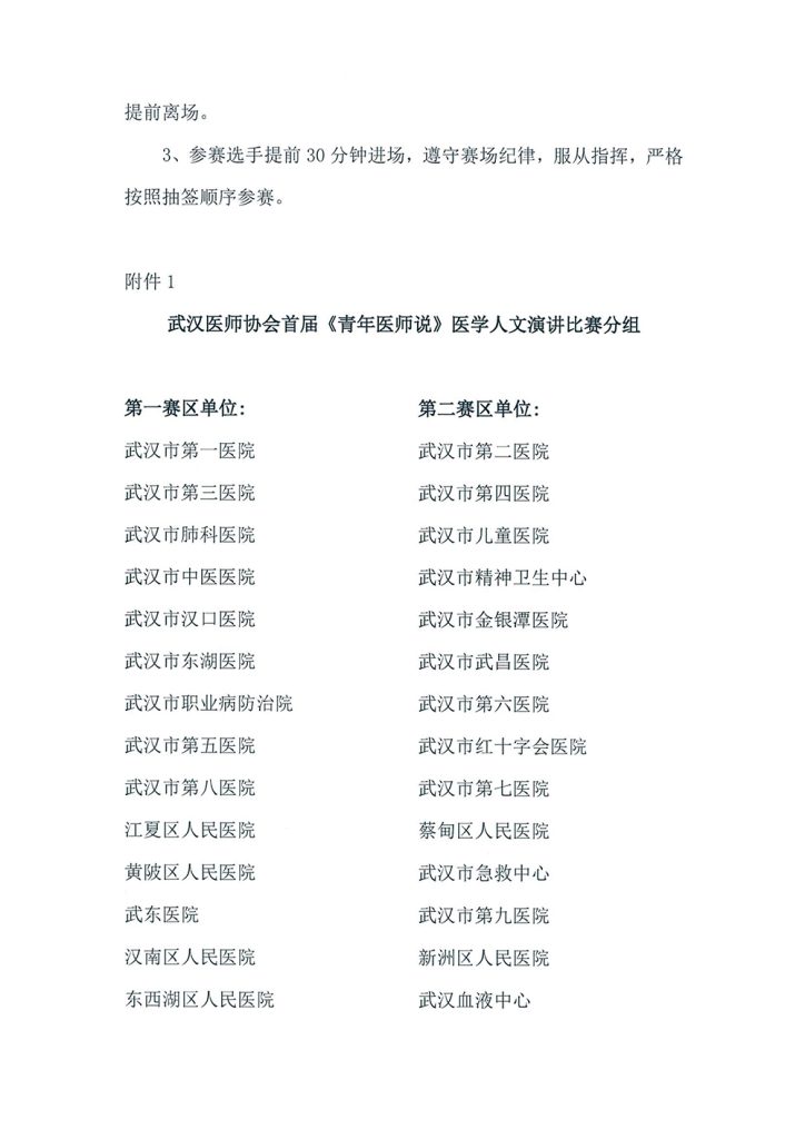 武汉医师协会首届《青年医师说》医学人文演讲比赛方案