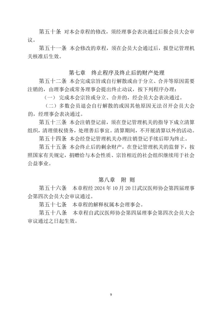 武医协[2024]31号 关于修订《武汉医师协会章程》的通知